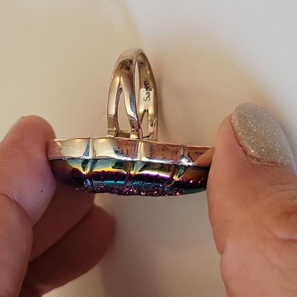 Sajen carved druzy 925 sterling silver ring - Picture 3 of 9